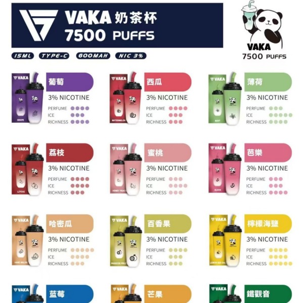 VAKA7500口 拋棄式電子煙 奶茶杯一次性電子菸 正品現貨  當天可出貨 新日期 10/14